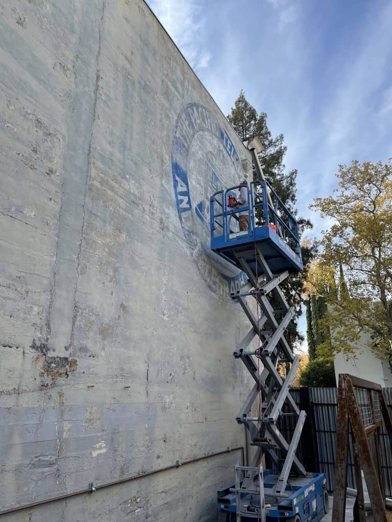 Oroville Ghost Sign Restoration 2 chaz pac bell work 1