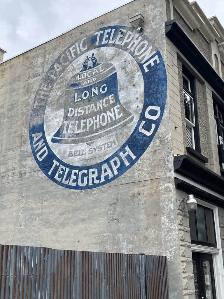 Oroville Ghost Sign Restoration 3 pac bell work inprogress